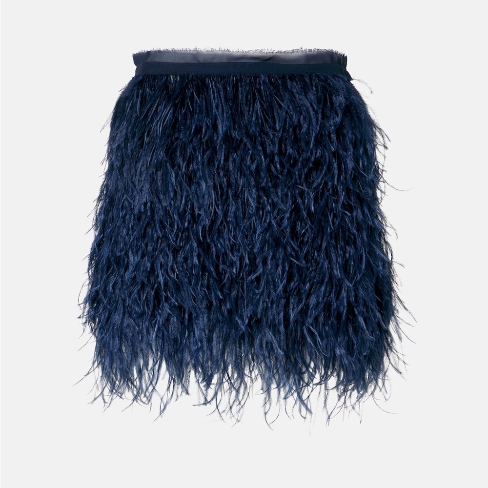 Elegant Navy Feathered Skirt